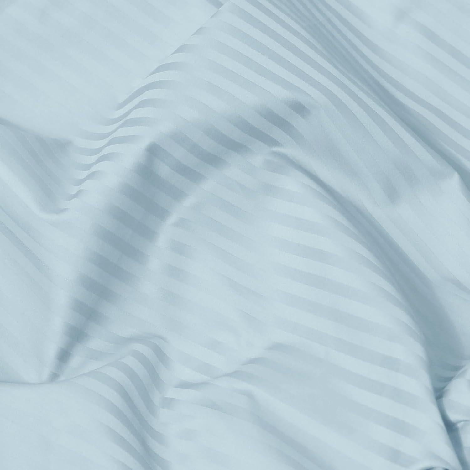 Feather & Stitch 500 TC Twin Size Damask Bed Sheet Set, 100% Cotton Soft Breathable Bedsheets, 3 Piece 18" Deep Pockets Sateen Weave Striped Bedding Mattress Resort Hotel Luxury- (Aqua, Twin)