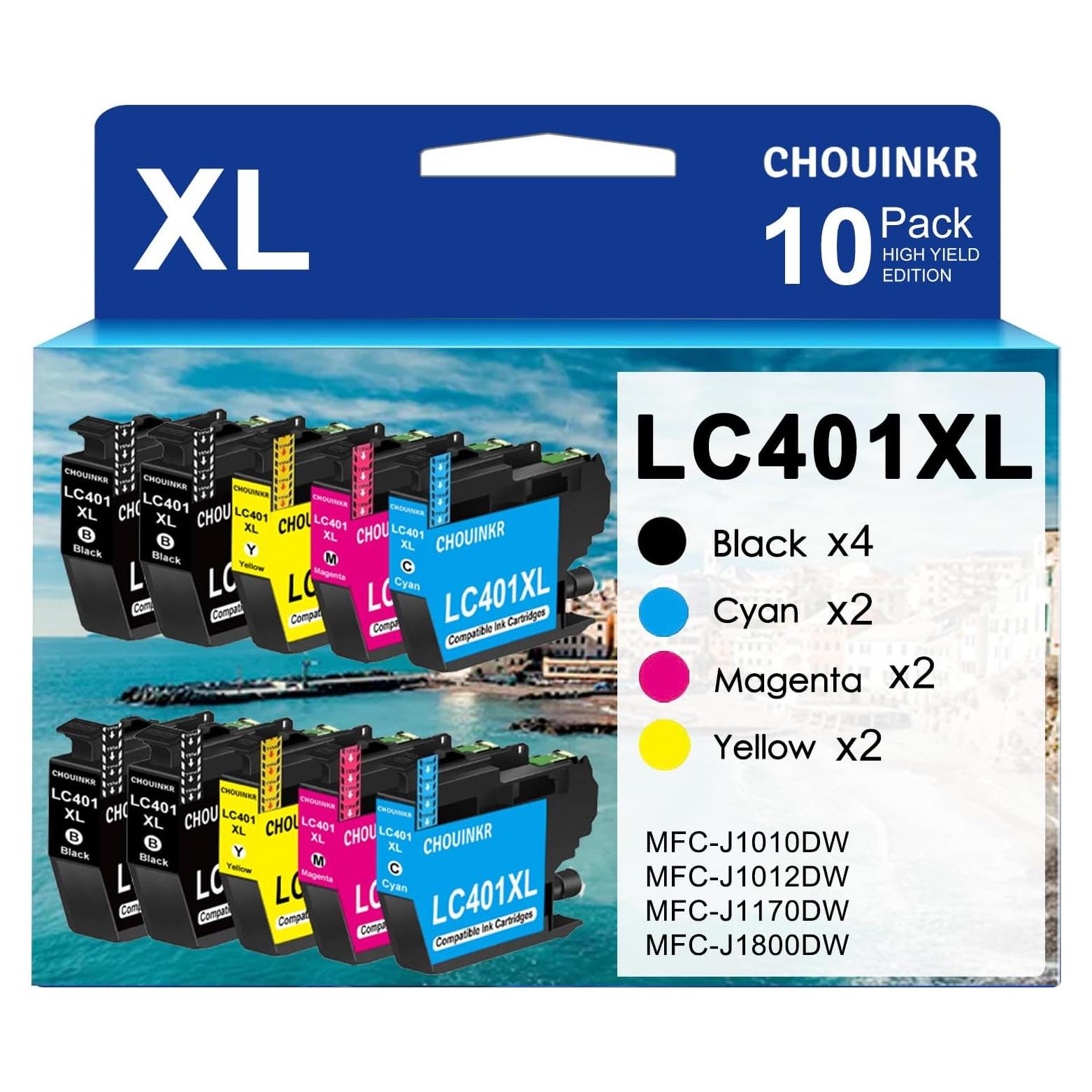 Cartuchos de tinta CHOUINKR LC401XL compatibles Brother 10 Pack
