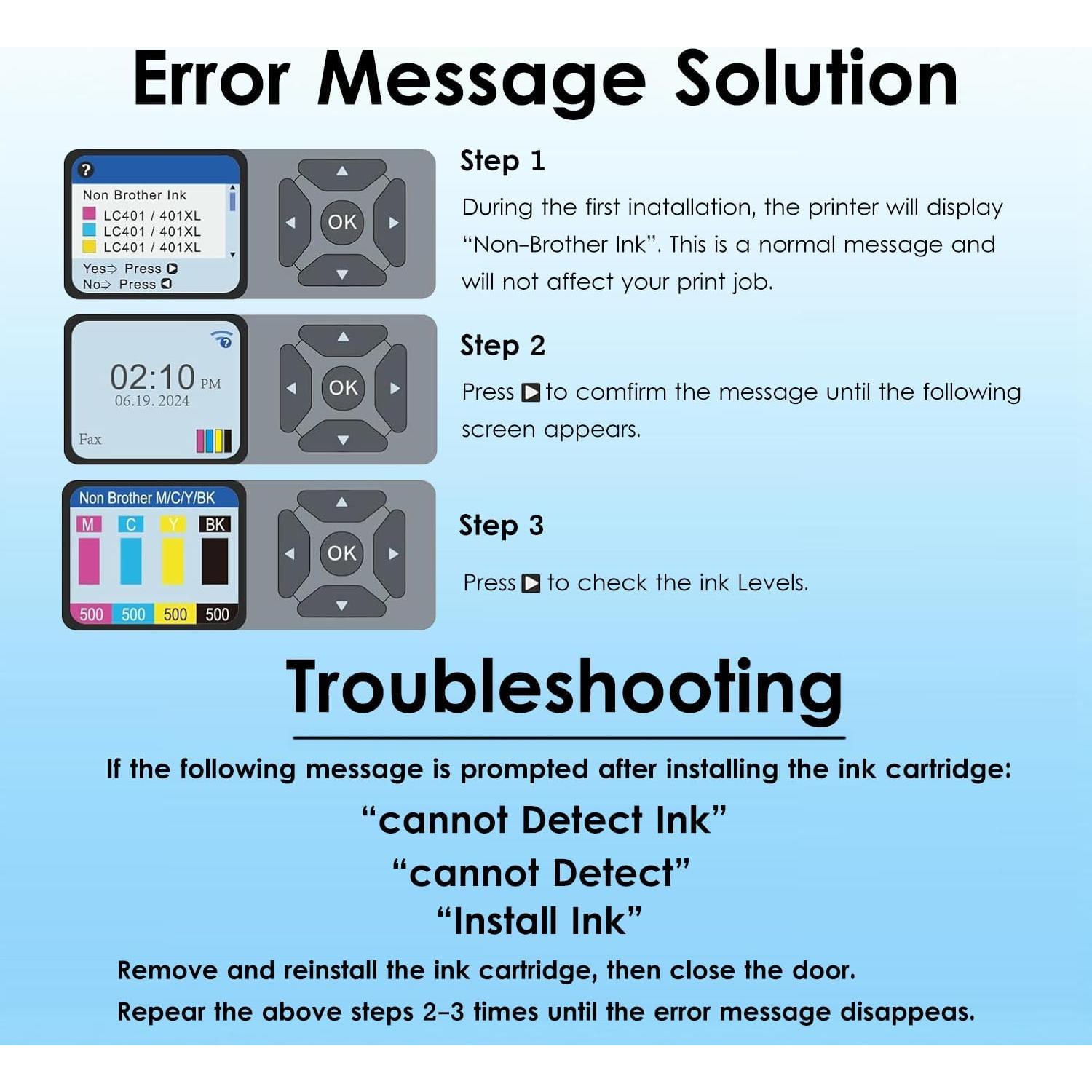 Cartuchos de tinta CHOUINKR LC401XL compatibles Brother 10 Pack