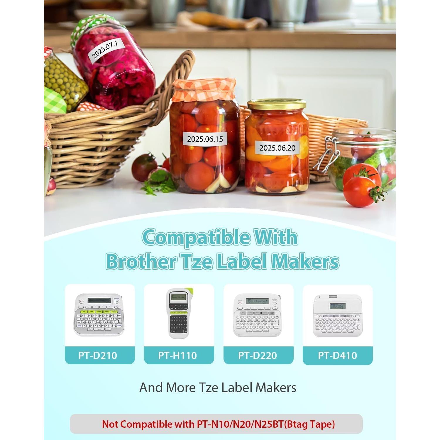 Cinta de Etiqueta Unismar TZe-231 12mm 5-Pack Negro sobre Blanco