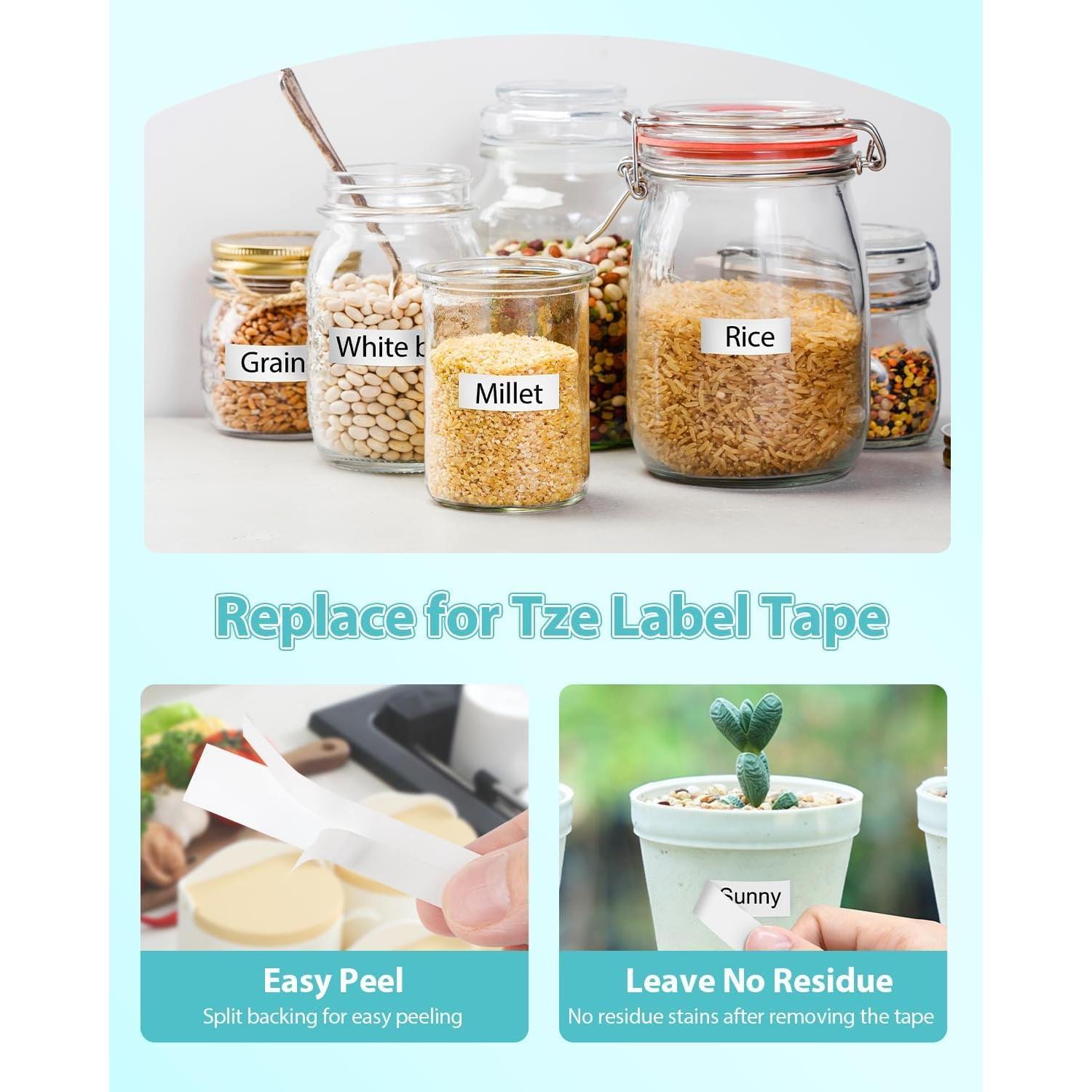 Cinta de Etiqueta Unismar TZe-231 12mm 5-Pack Negro sobre Blanco