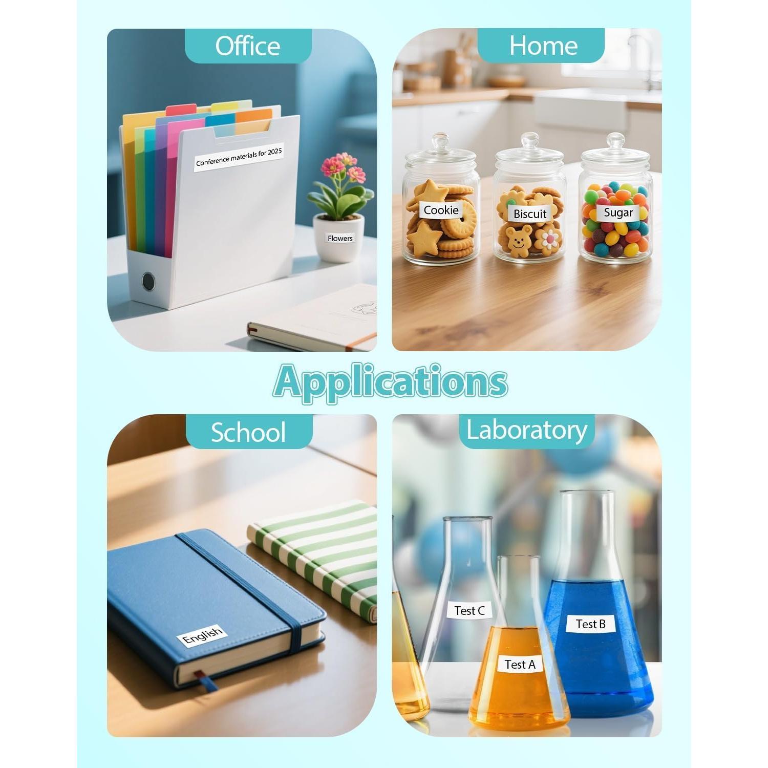 Cinta de Etiqueta Unismar TZe-231 12mm 5-Pack Negro sobre Blanco