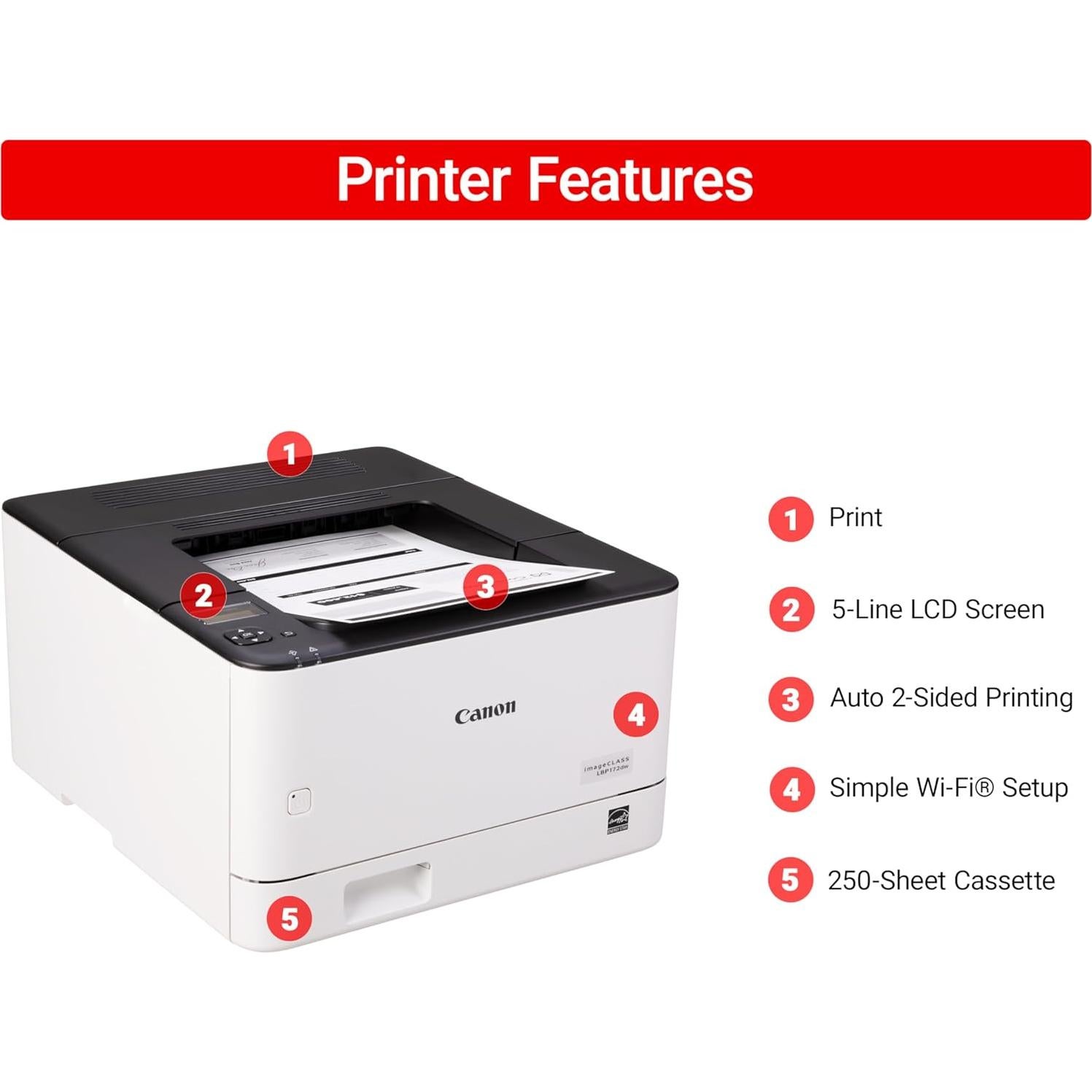 Impresora láser monocromática Canon imageCLASS LBP172dw 35 PPM