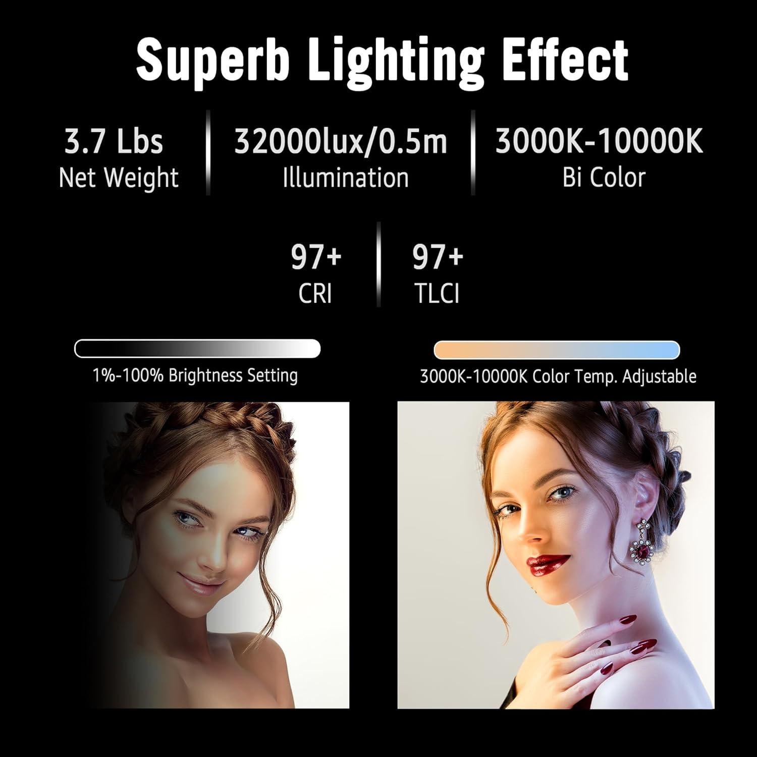 Luz de Video Profesional NiceVeedi XE-125A 250W Bi-Color 3000K-10000K