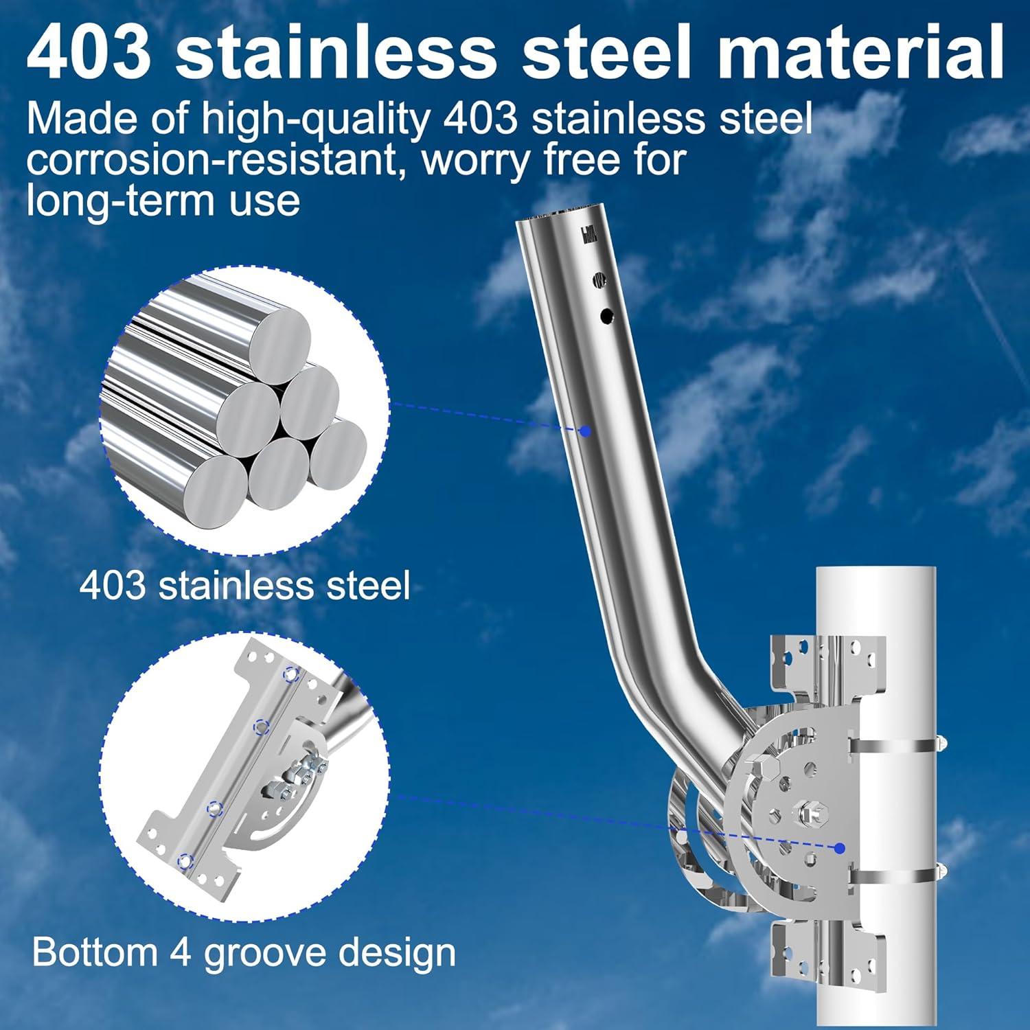 Soporte de Poste de Antena J Bluedery 30.48 cm Acero Inoxidable