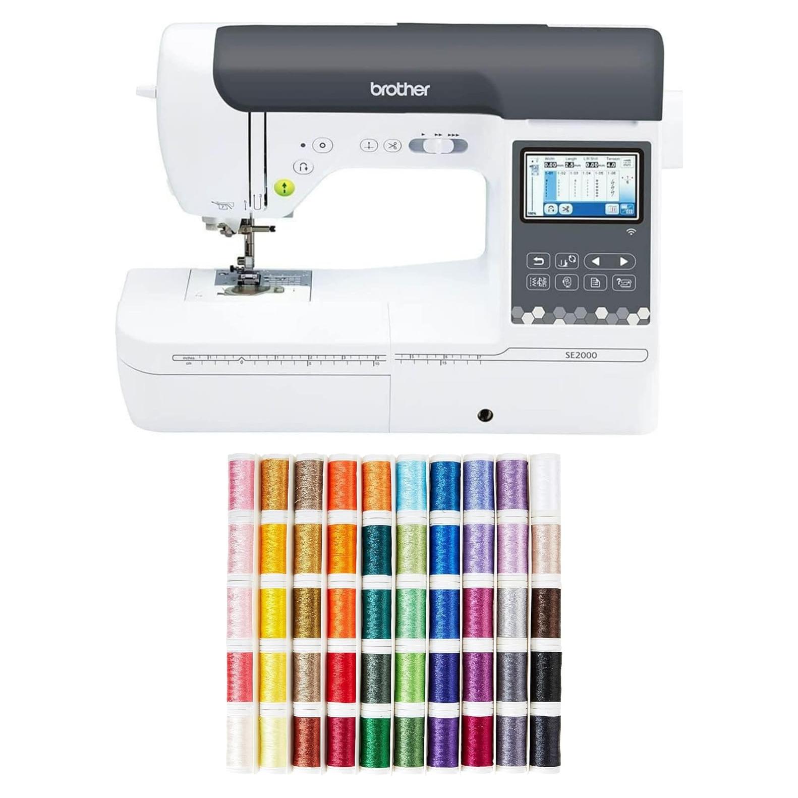 Máquina de Coser y Bordar Brother SE2000 + Set Hilos 50 Colores