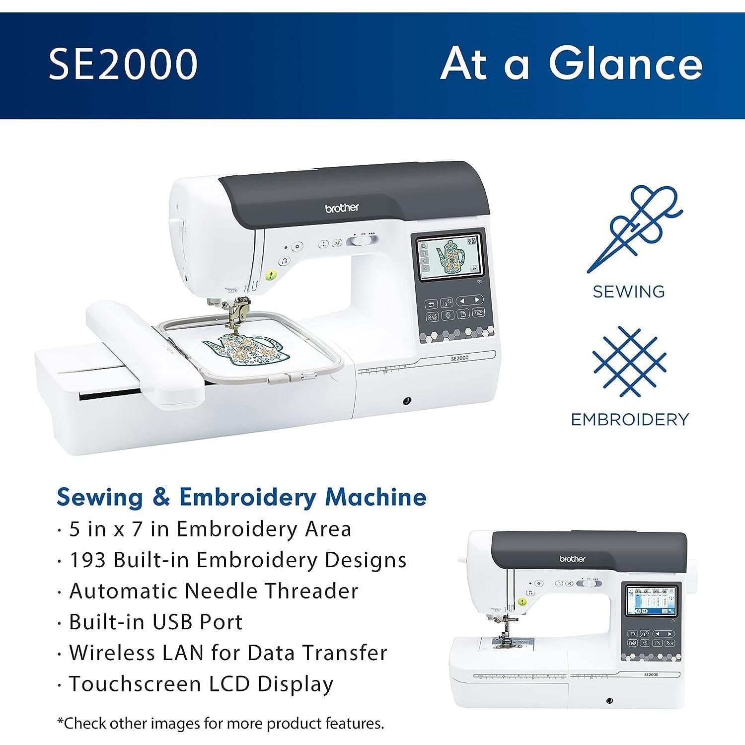 Máquina de Coser y Bordar Brother SE2000 + Set Hilos 50 Colores