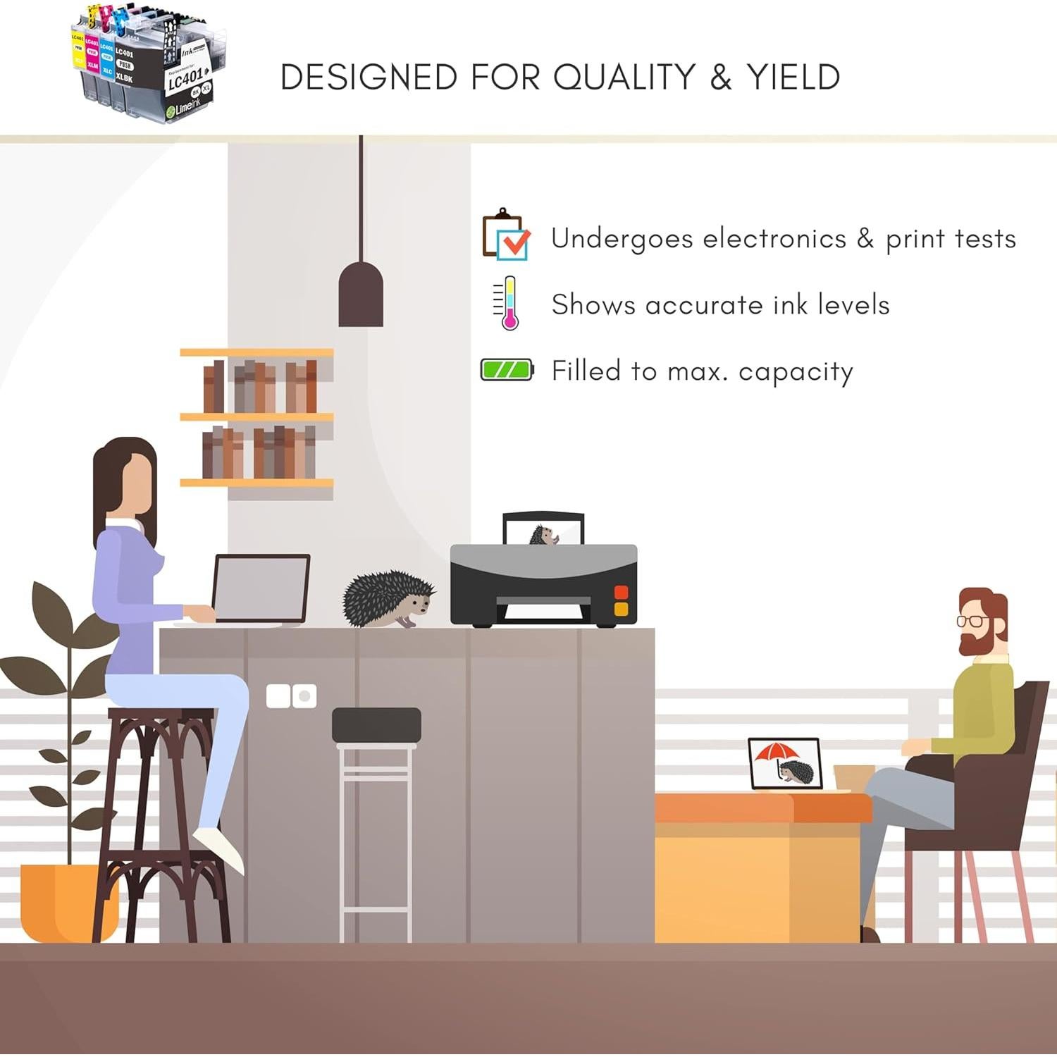 Cartuchos de tinta Limeink compatibles Brother LC401 4pk Negro/Cian/Magenta/Amarillo