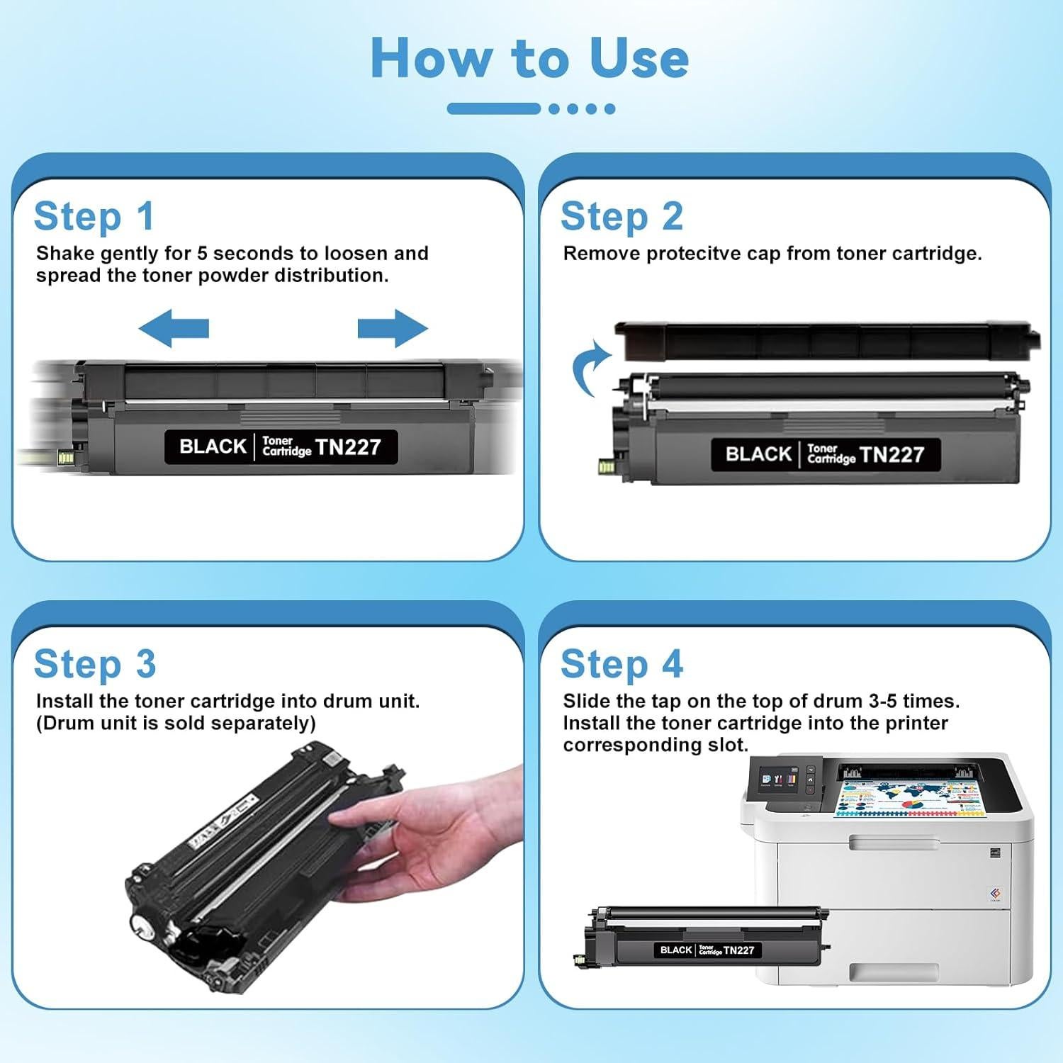 Cartucho de Tóner TN227 VEQWC Alto Rendimiento 4 Piezas