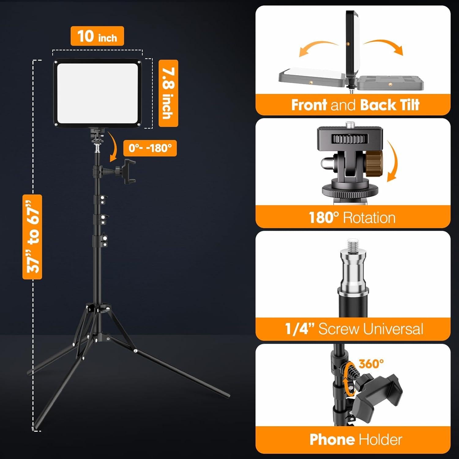 Kit de Luz de Video LED EMART con Trípode y Barndoor 2800-7000K