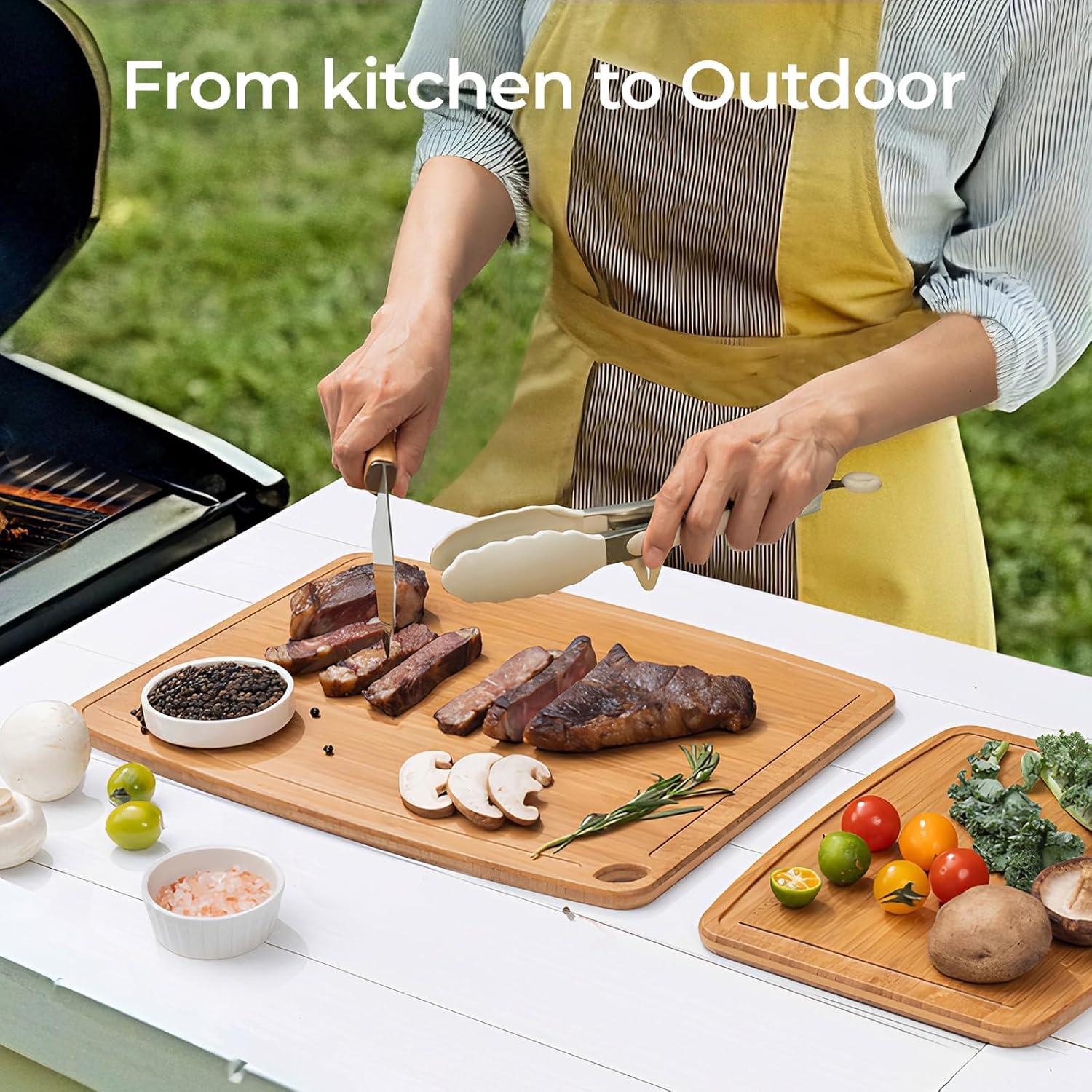 Juego de 2 Tablas de Cortar de Bambú Keechee A Prueba de Lavavajillas