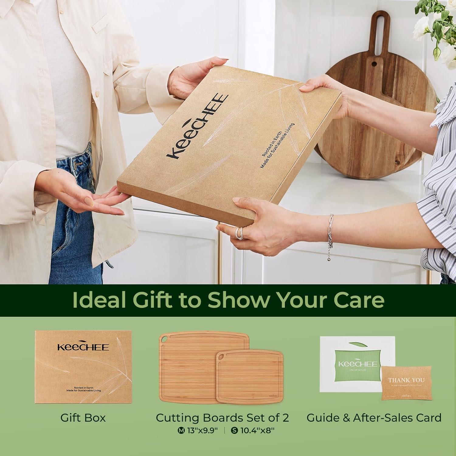 Juego de 2 Tablas de Cortar de Bambú Keechee A Prueba de Lavavajillas