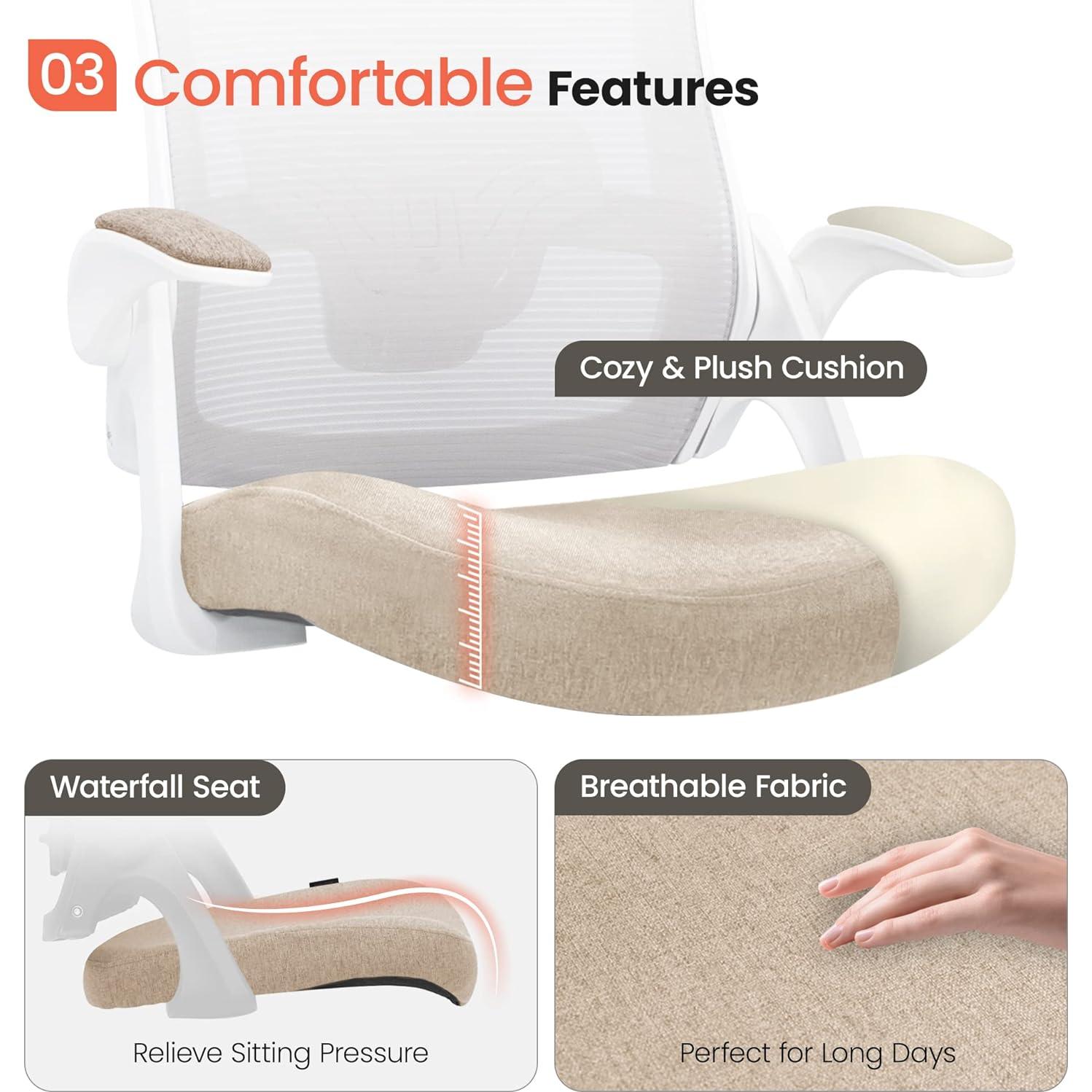 Silla de Oficina NEO Ergonomica Respaldo Alto Malla Beige