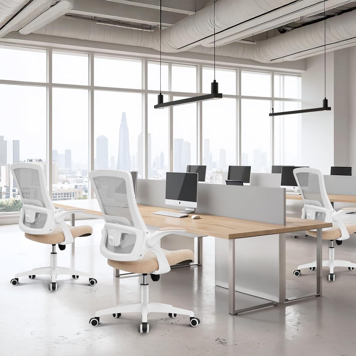 Silla de Oficina NEO Ergonomica Respaldo Alto Malla Beige