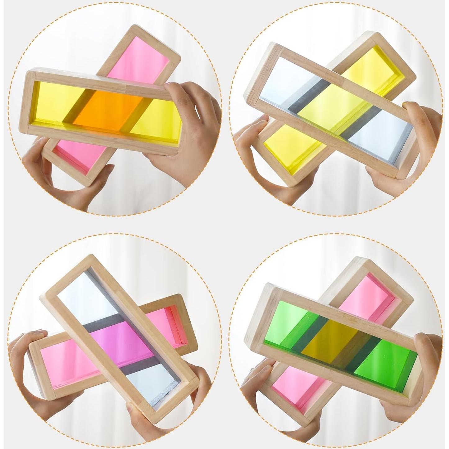 Juego de Bloques de Madera Grande Twood 36 Piezas Arcoíris