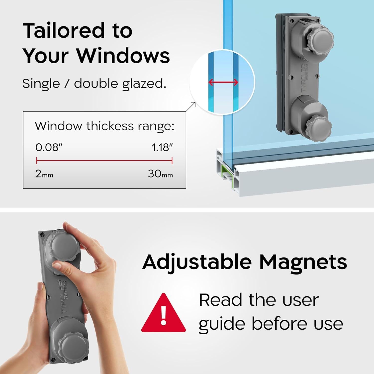 Limpiador de Ventanas Magnético Tyroler R-2 AFC 0.25-3.05cm