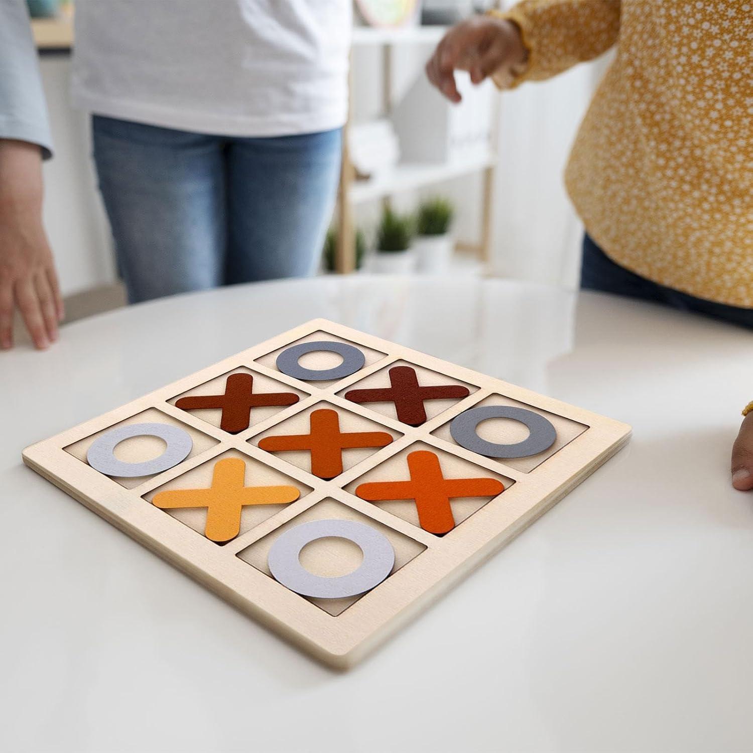 Juego de Tres en Raya de Madera Esquirla - 14.5 cm Café