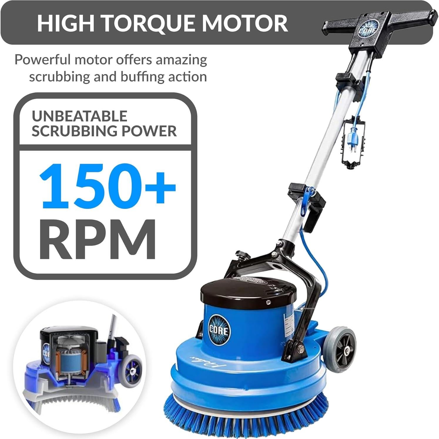 Prolux Core Heavy Duty 15 inch Floor Buffer Scrubber and Polisher Cleaning Machine - All floor surfaces