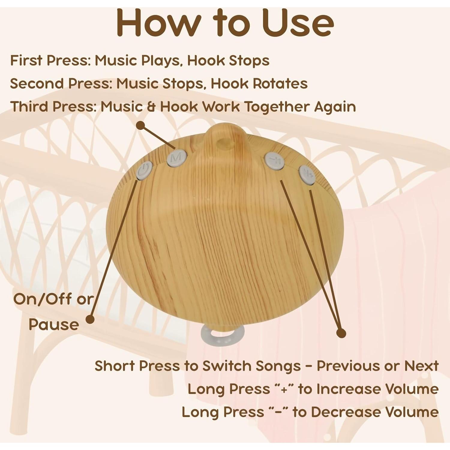 Móvil de Cuna Goodnight Baby con Música y Rotación 12 Canciones