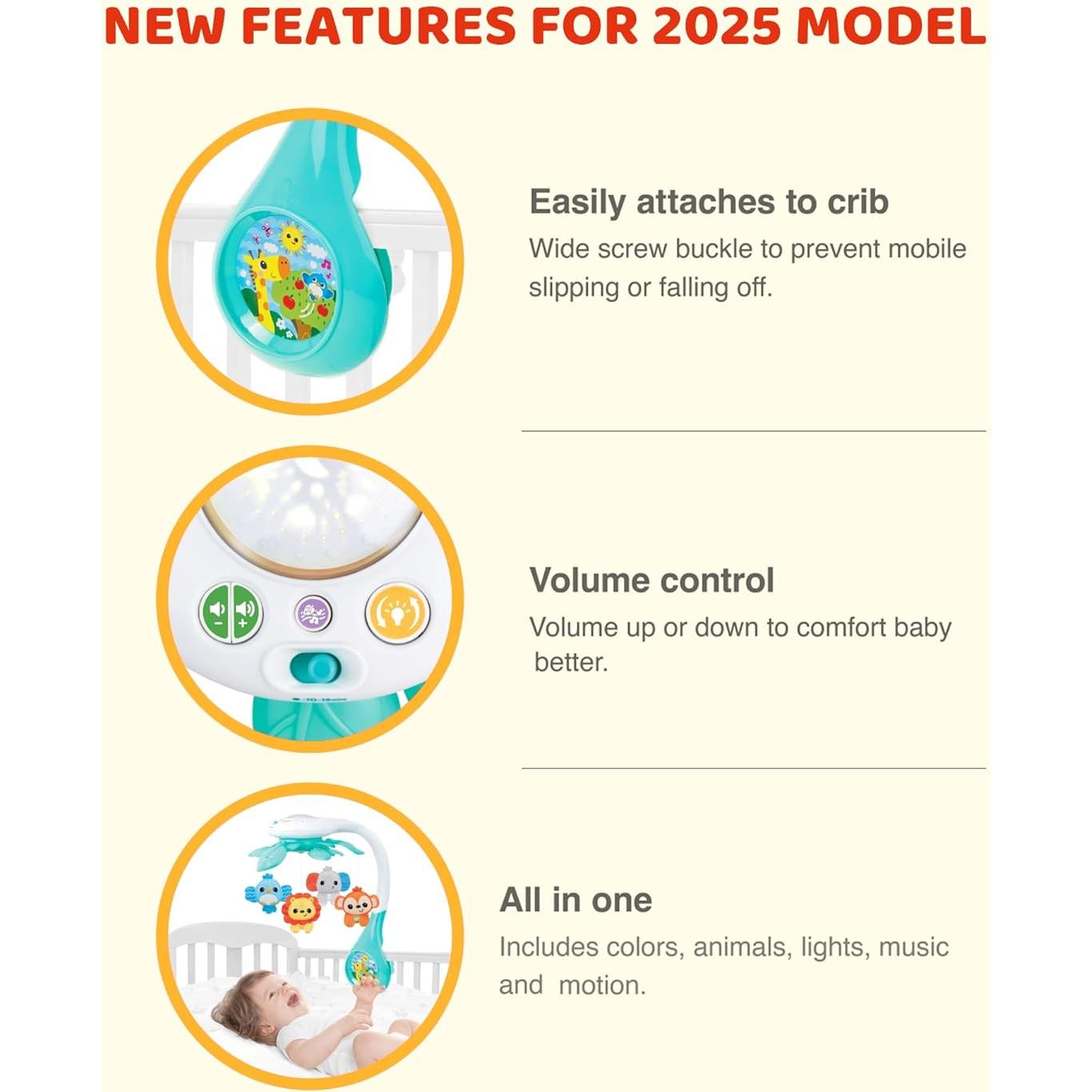 Móvil Musical para Cuna KiddoLab 2025 con Proyector y Música