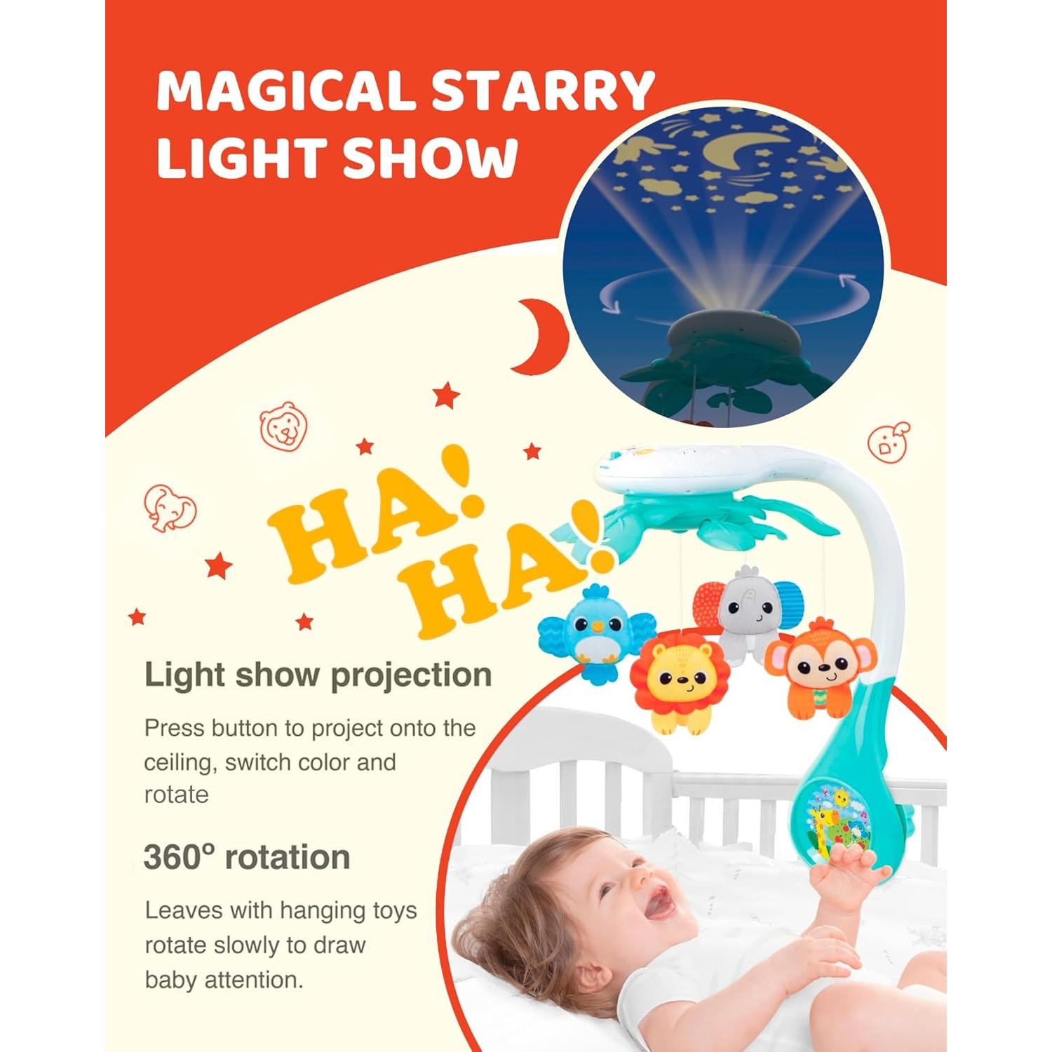 Móvil Musical para Cuna KiddoLab 2025 con Proyector y Música