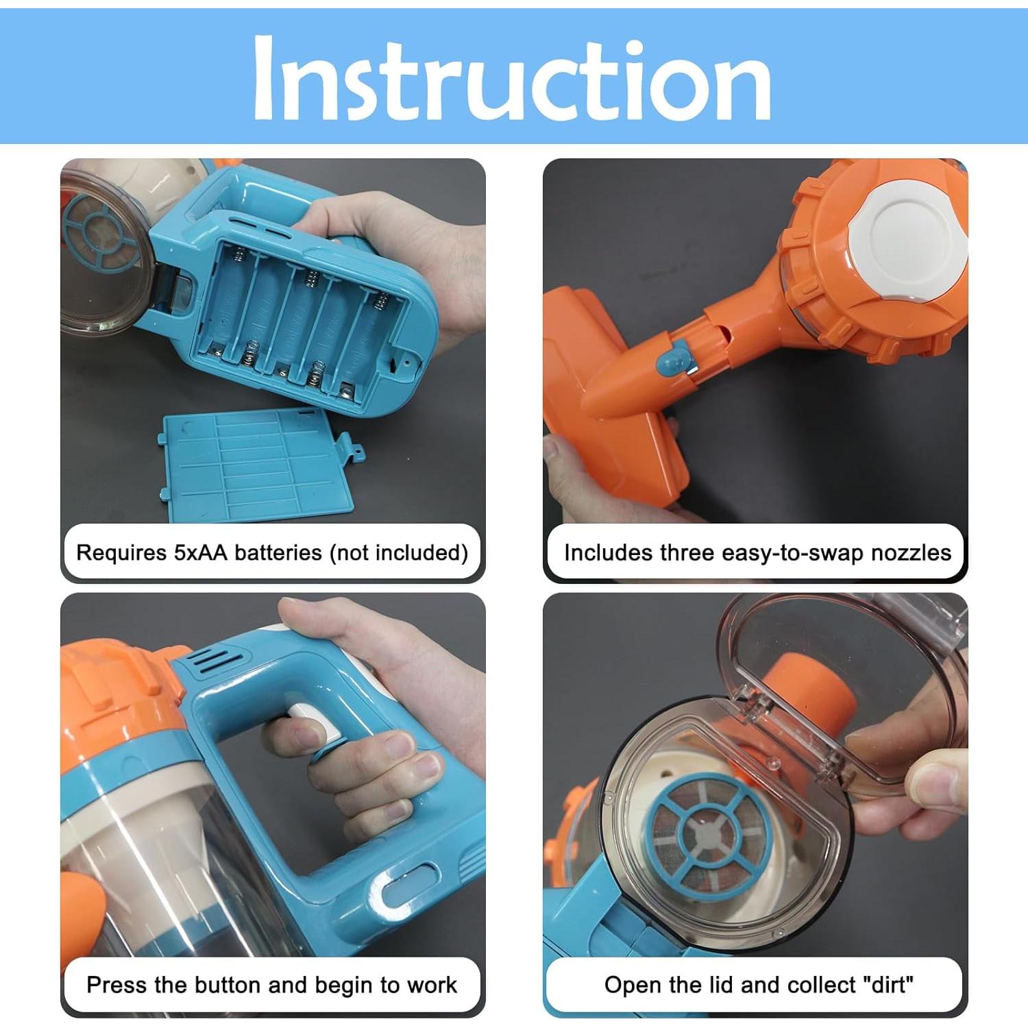 Aspiradora de Juguete BAYMI 950 Azul Set de Limpieza 9 Piezas