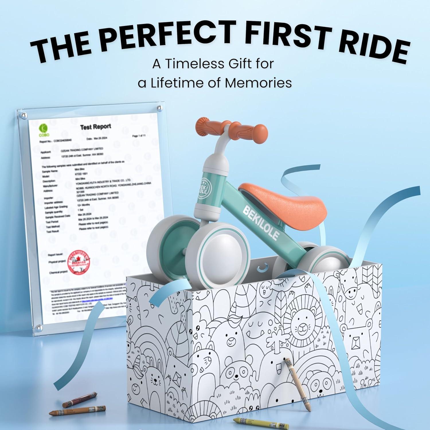 Bicicleta de Equilibrio BEKILOLE para Bebés 12-24 Meses Verde