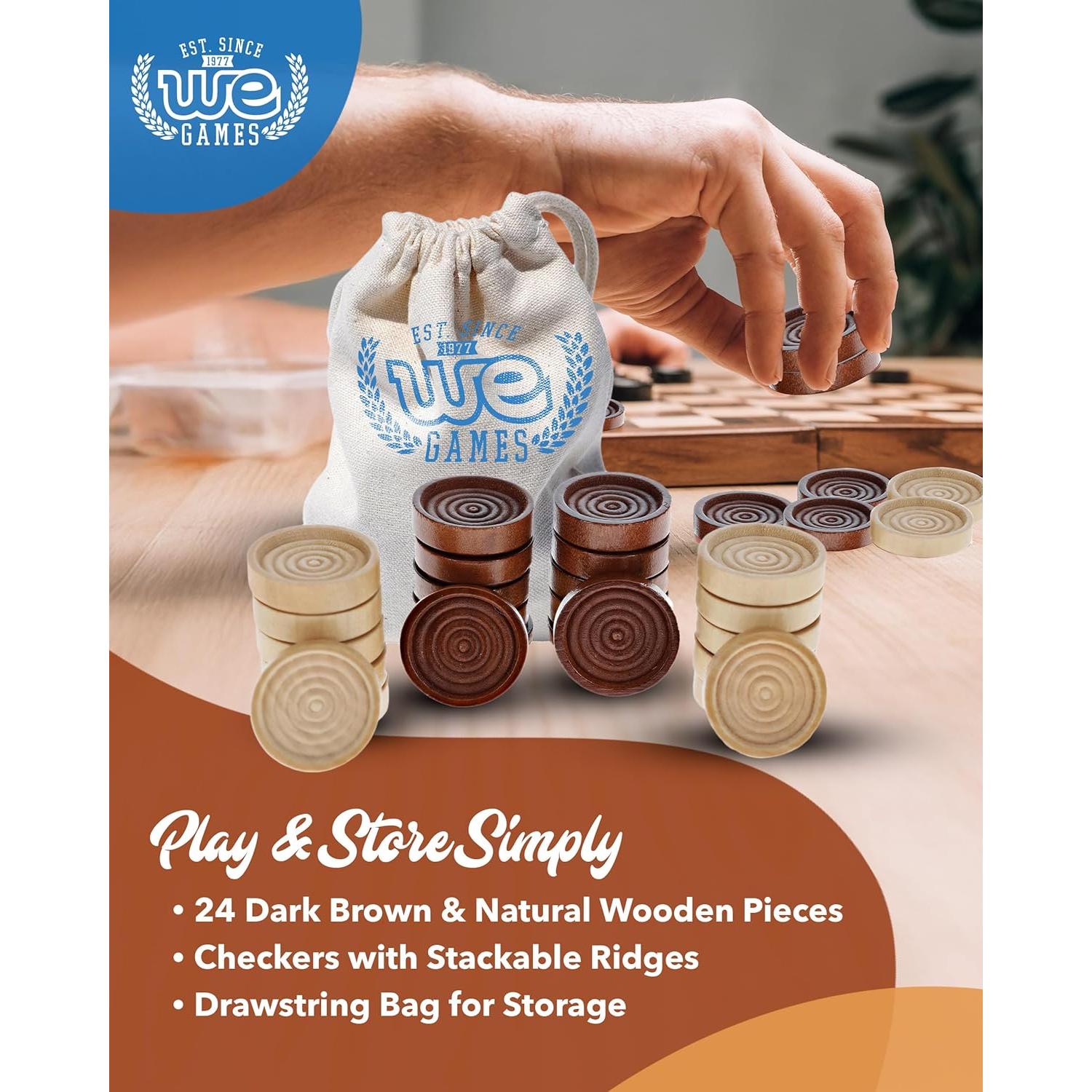 Piezas de Damas de Madera WE Games 2.69 cm - Juego de Reemplazo