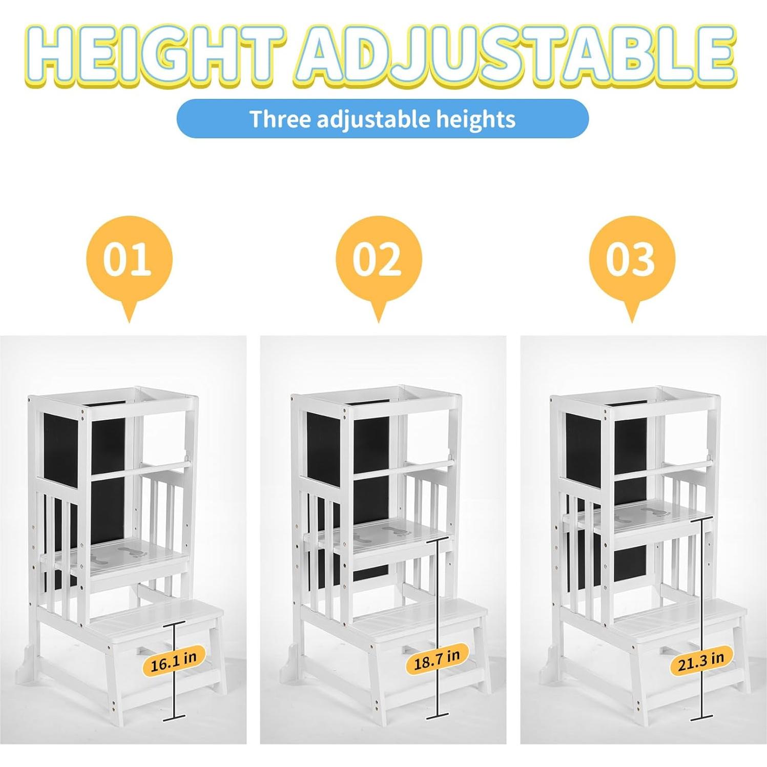 Taburete de Aprendizaje Ajustable UNICOO de Bambú para Niños