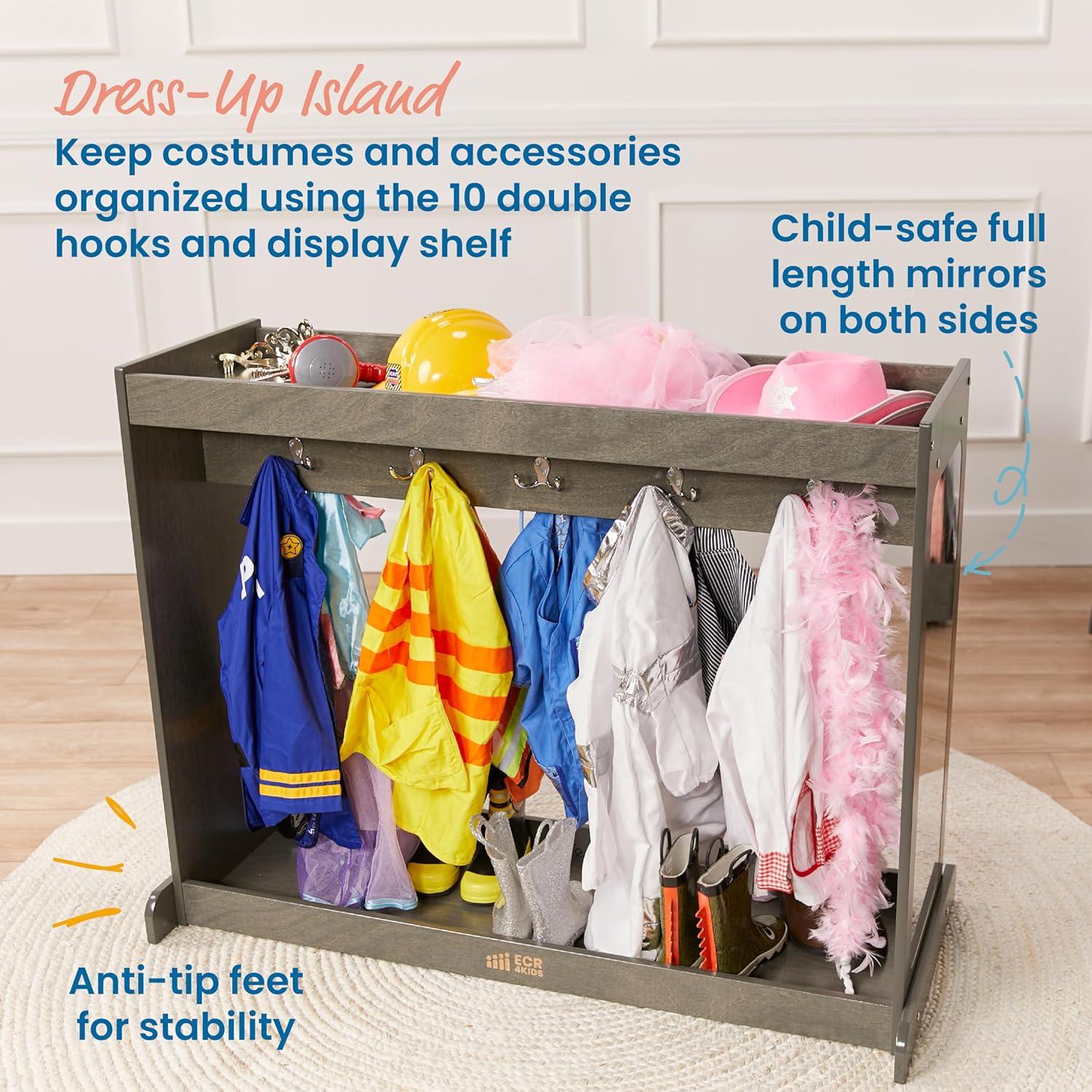 Isla de Disfraces ECR4Kids Lavado Gris 115.8x50x88.9 cm