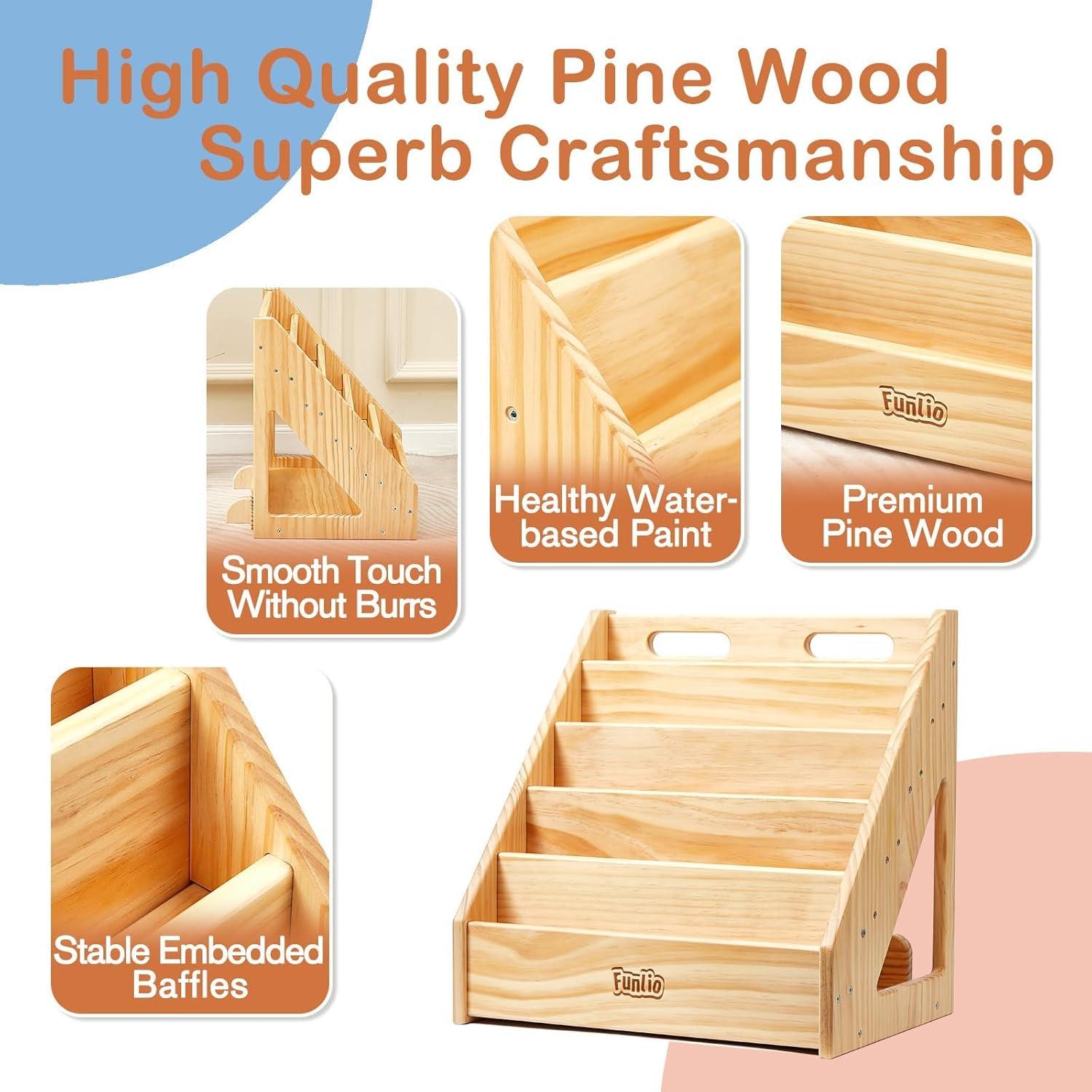 Estantería Montessori FUNLIO para Niños 1-5 Años Madera Pino