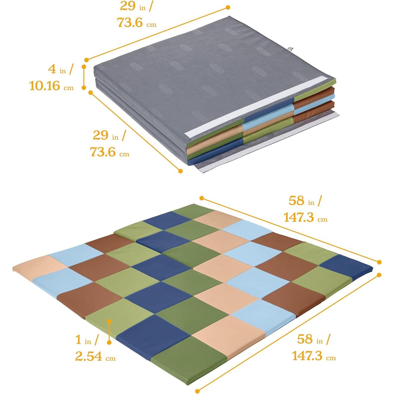 Alfombra de Actividad Plegable ECR4Kids Patchwork Tonos Tierra