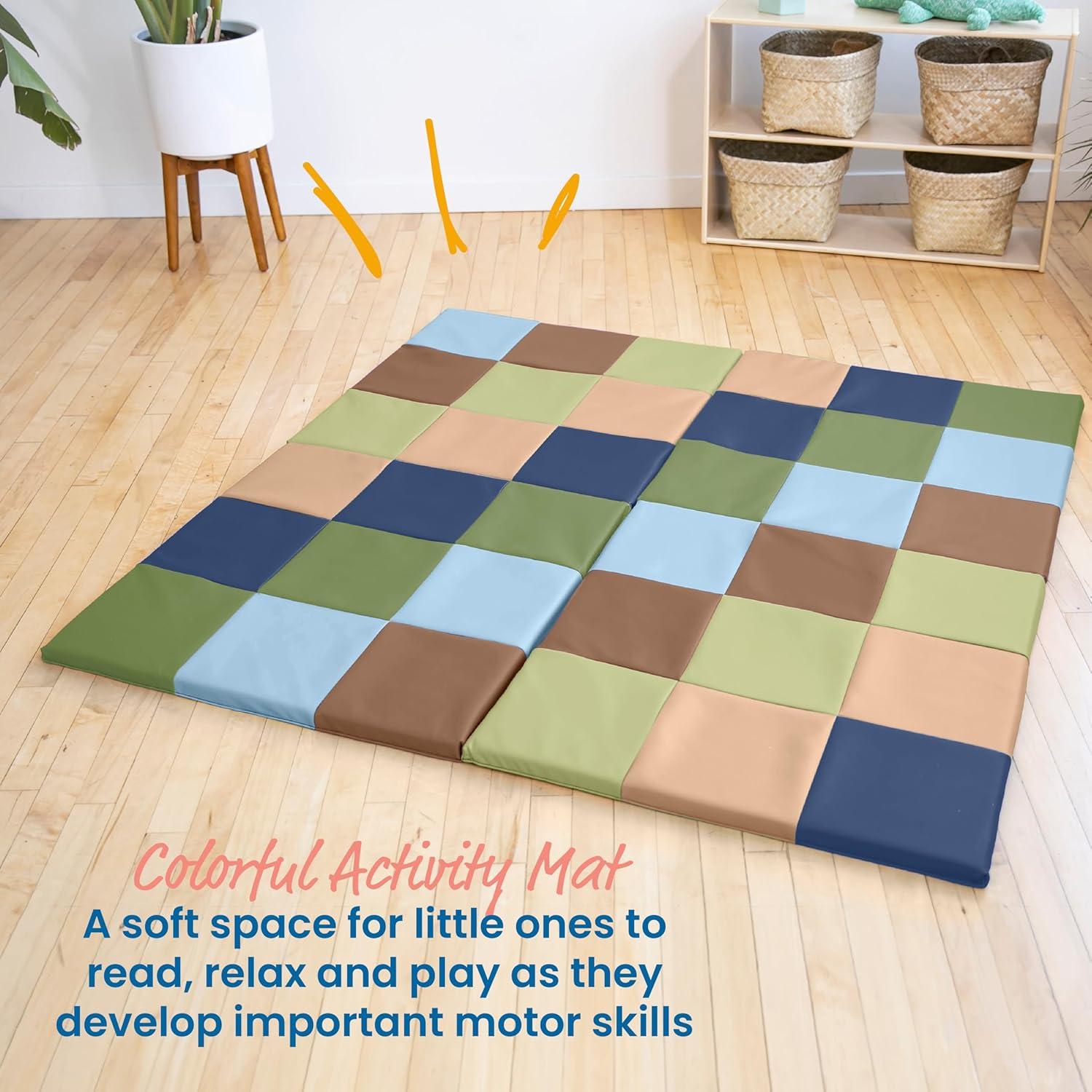 Alfombra de Actividad Plegable ECR4Kids Patchwork Tonos Tierra