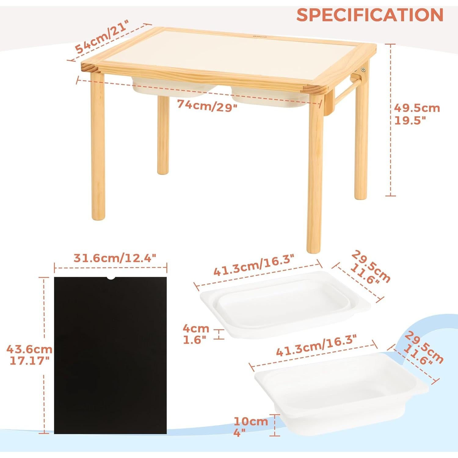 Mesa Sensorial de Madera Bateso TAST2BN_T para Niños 2 Contenedores