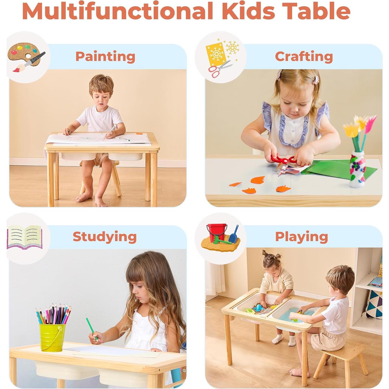 Mesa Sensorial de Madera Bateso TAST2BN_T para Niños 2 Contenedores