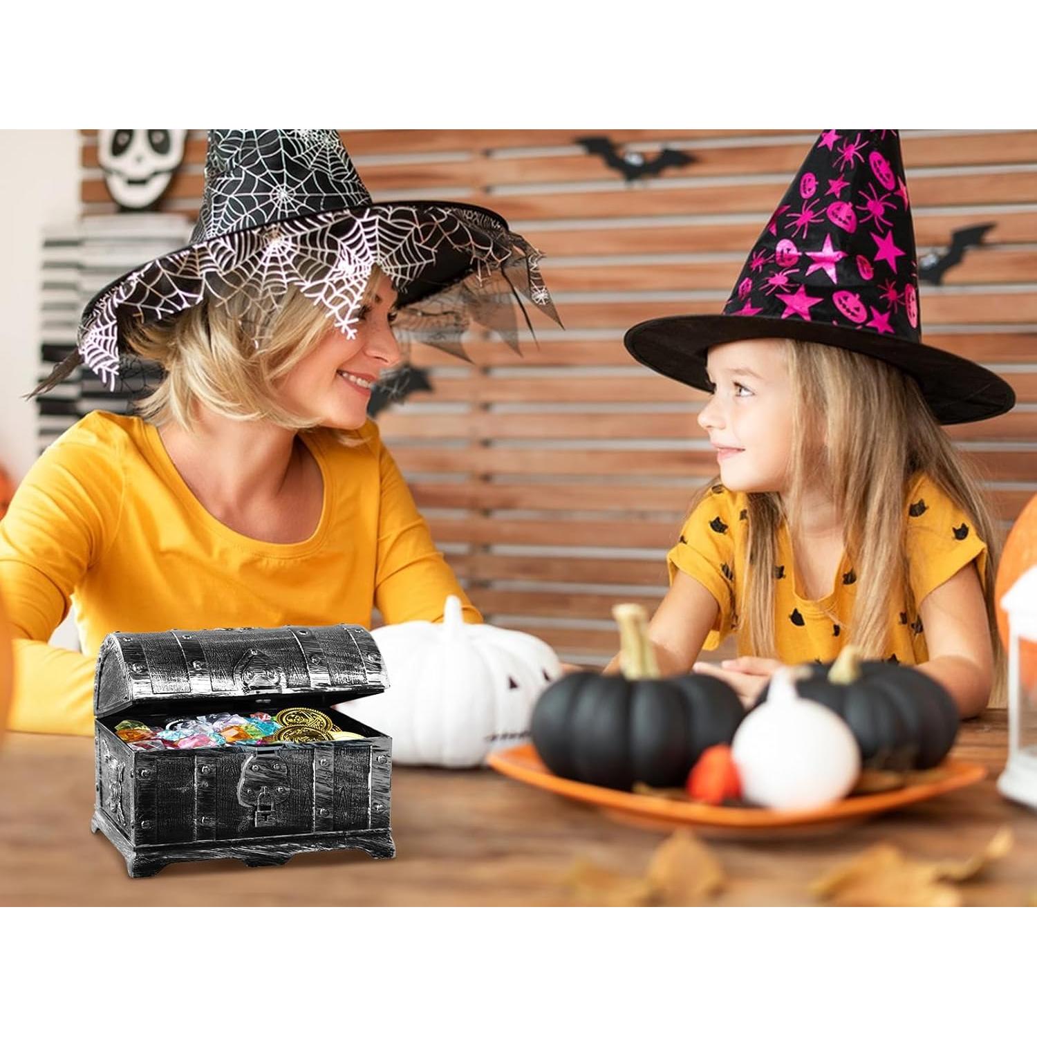 Caja de Tesoro Pirata FLYAB para Niños - Almacenamiento Vintage 14x10.9 cm