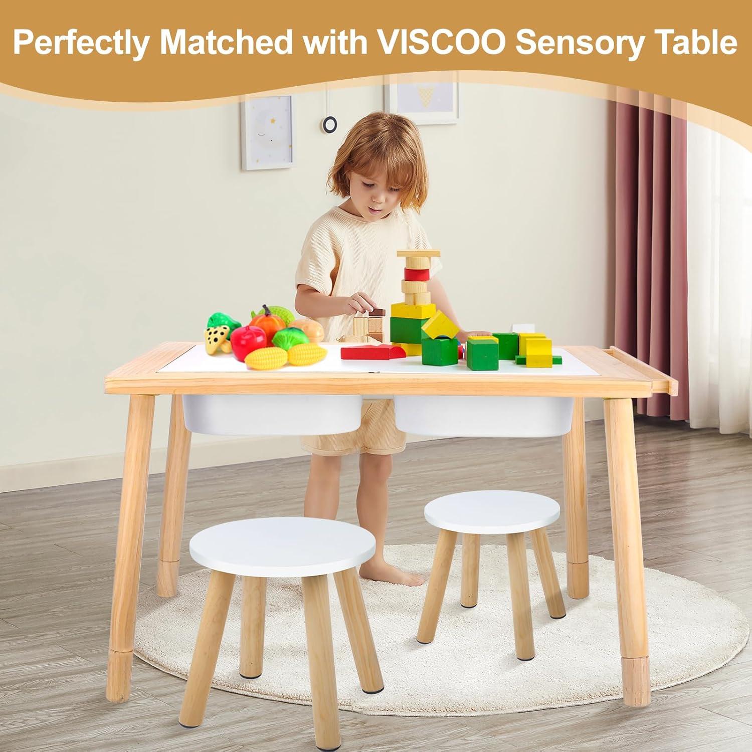 Taburete Infantil de Madera VISCOO - 2 Piezas, 25x26 cm