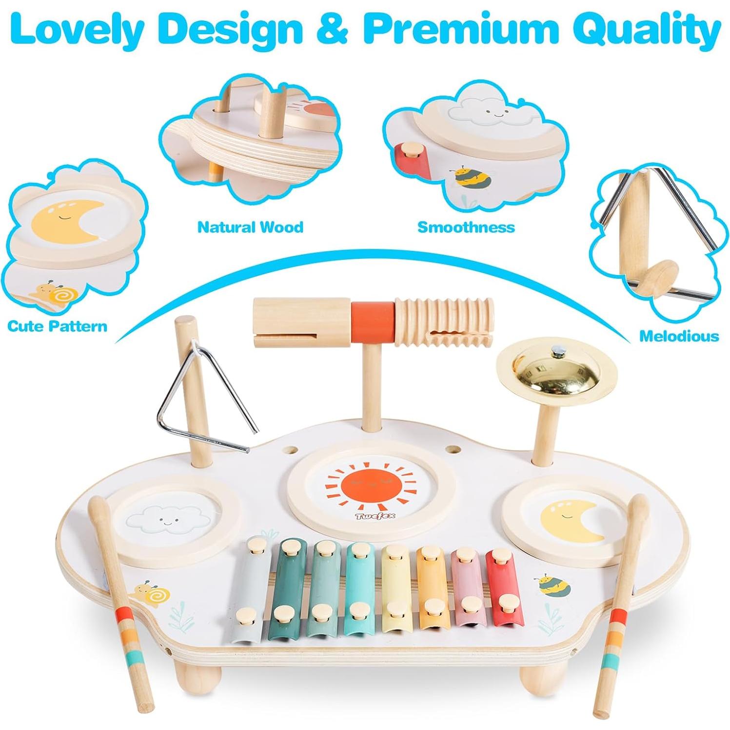 Juego de Batería Musical Montessori Twefex 9 en 1 para Niños