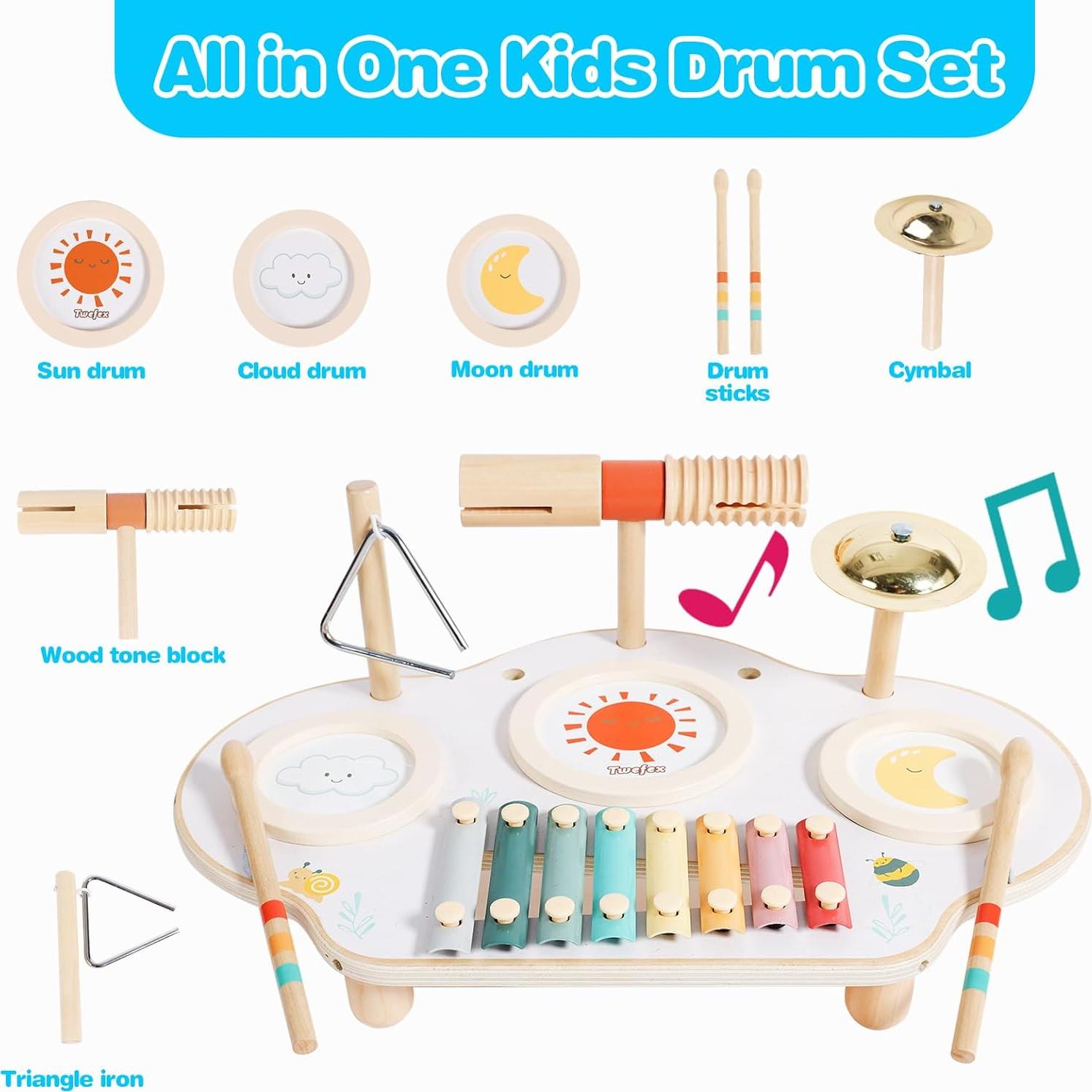 Juego de Batería Musical Montessori Twefex 9 en 1 para Niños