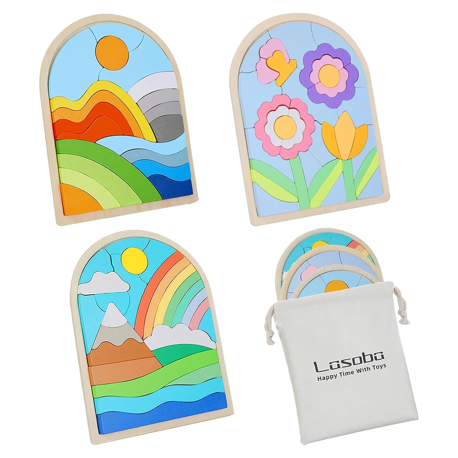 Rompecabezas de Madera Montessori Lasoba para Niños 3-6 Años