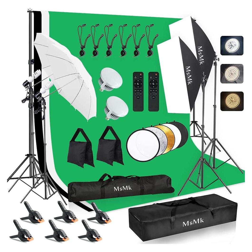 Kit de Iluminación Fotográfica MsMk 8.5x10ft Softbox LED 6400K