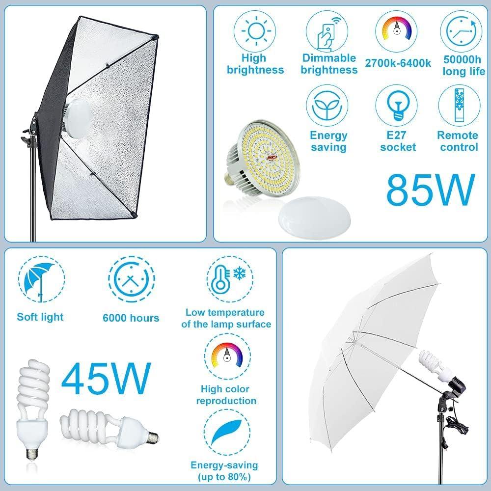 Kit de Iluminación Fotográfica MsMk 8.5x10ft Softbox LED 6400K