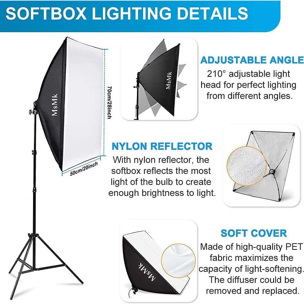Kit de Iluminación Fotográfica MsMk 8.5x10ft Softbox LED 6400K