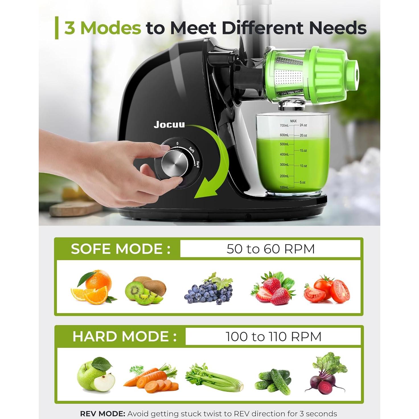 Extractor de Jugo de Masticación Lenta Jocuu 2 Velocidades Negro