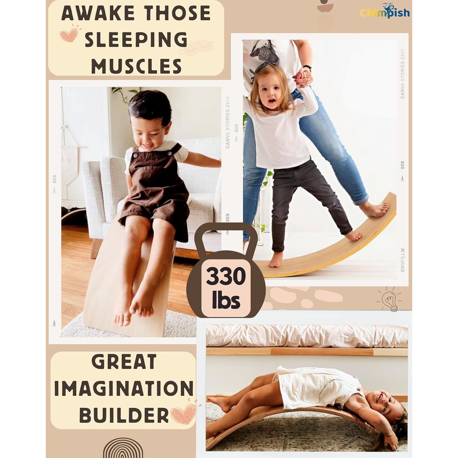 Tabla de Equilibrio de Madera Chimpish 94 cm para Niños