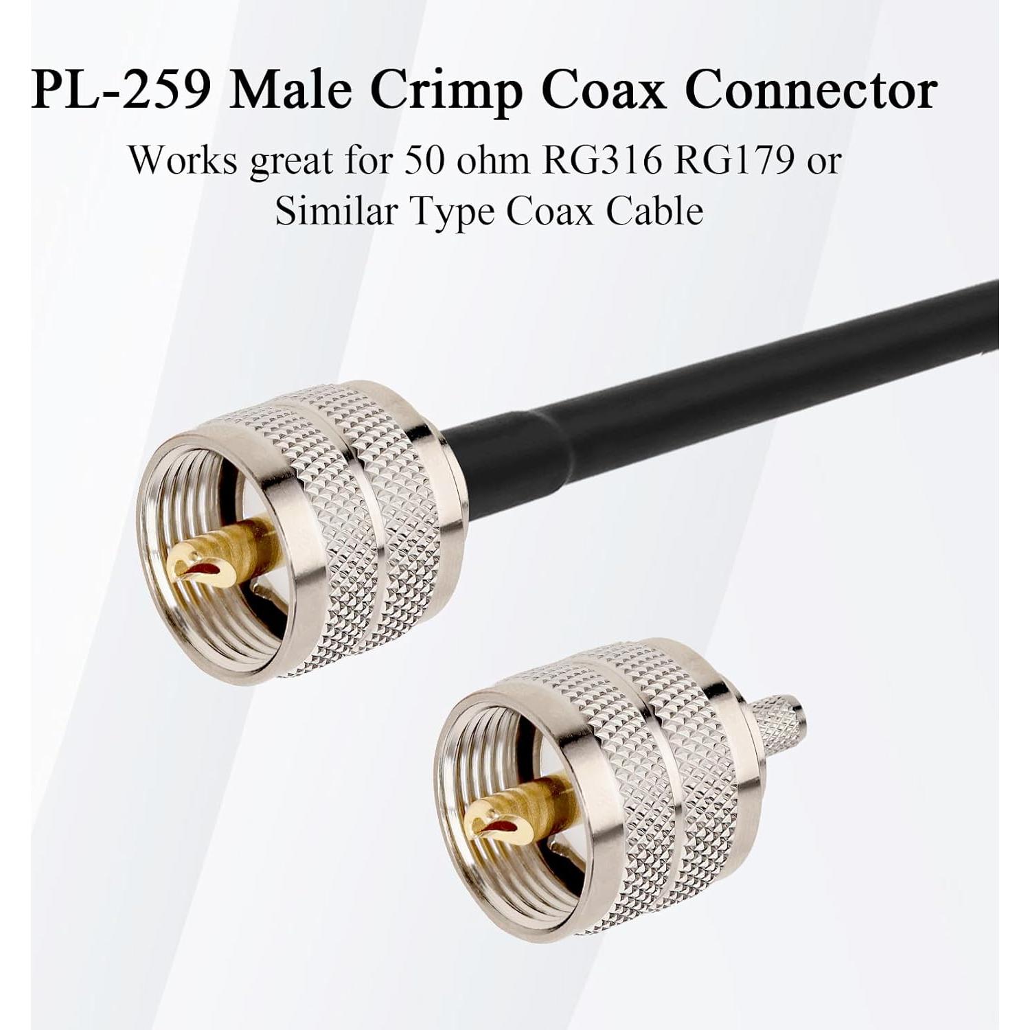 Conectores Crimp Macho PL-259 UHF 10 Unidades RG316 RG174