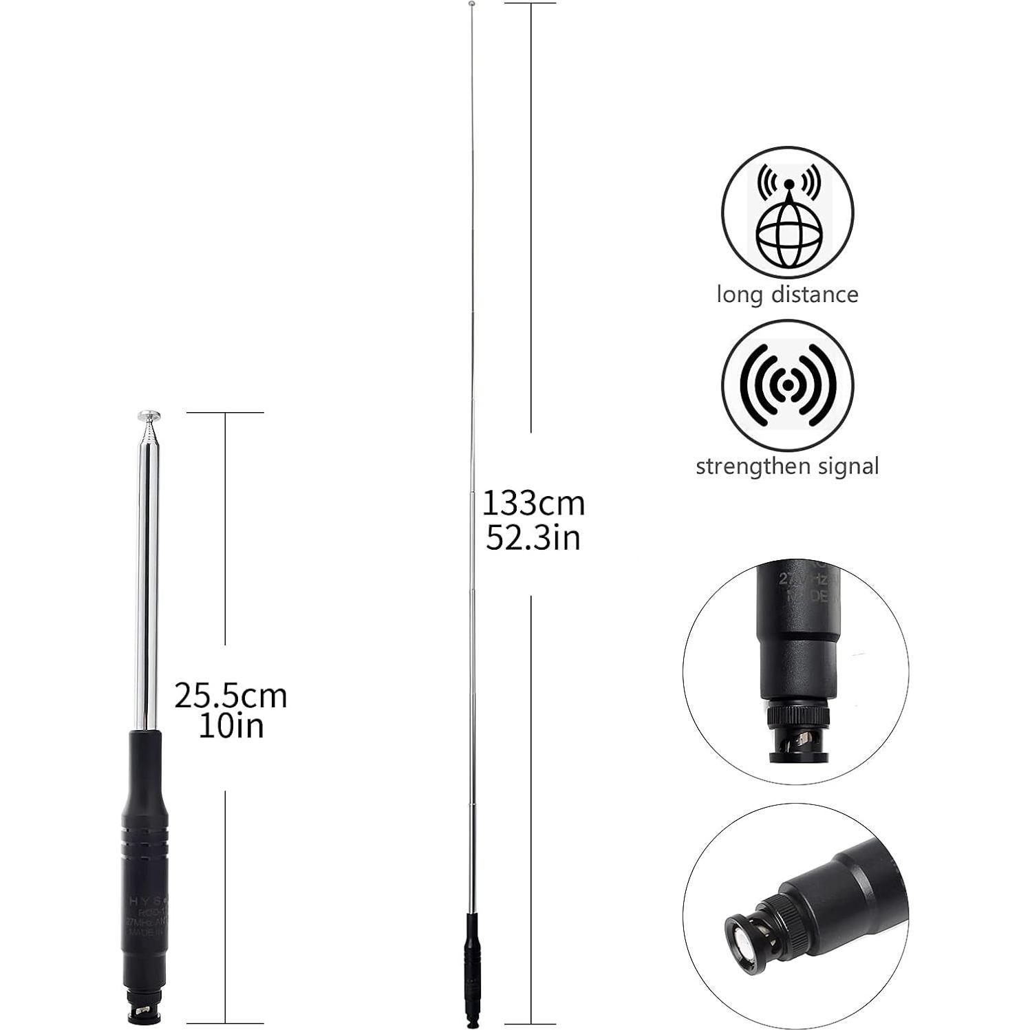 Antena Telescópica BNC HYSHIKRA 130cm para Radios CB