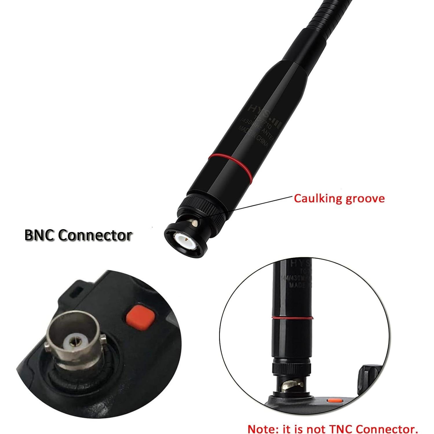 Antena Gooseneck HYS 2m/70cm BNC para Radios de Dos Vías