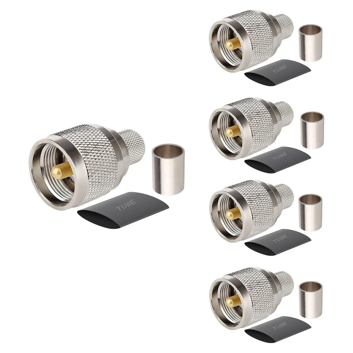 Conector Coaxial Crimp PL259 Macho 50 Ohm para LMR400 - Paquete de 5