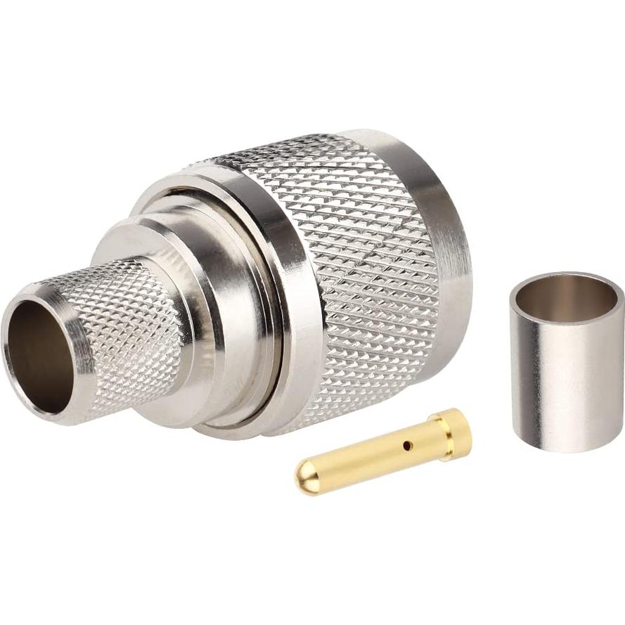 Conector Coaxial Crimp PL259 Macho 50 Ohm para LMR400 - Paquete de 5